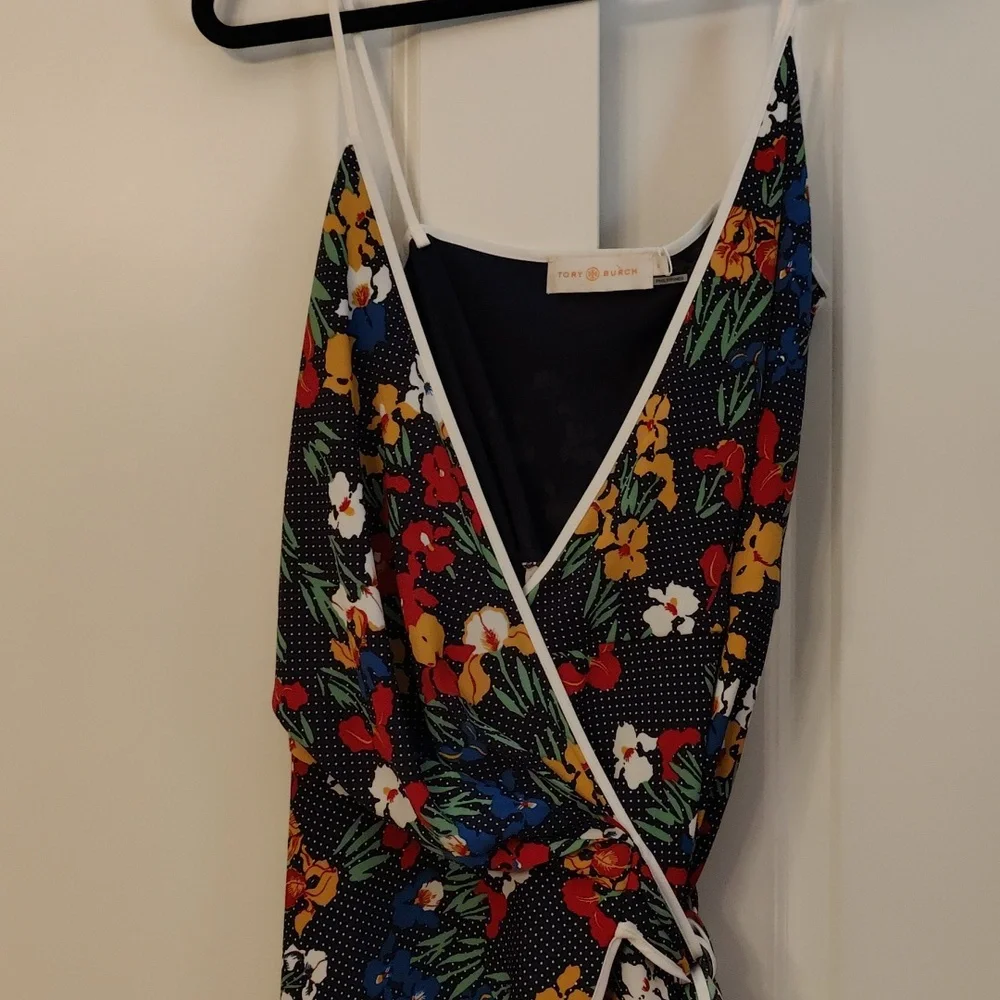 Tori Burch Navy Iris Garden Grotto Wrap Dress